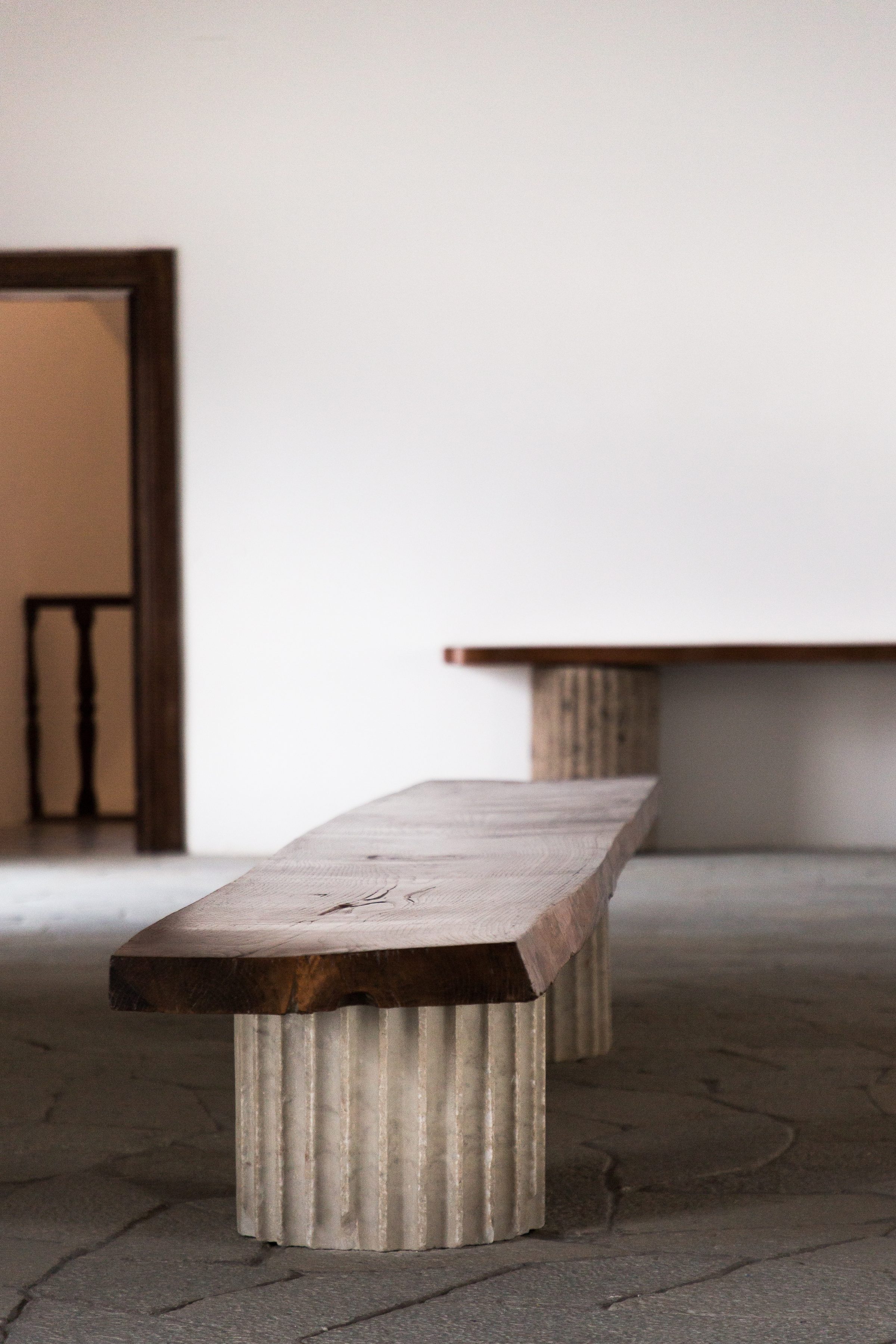Walnut and marble bench - Curzio Malaparte