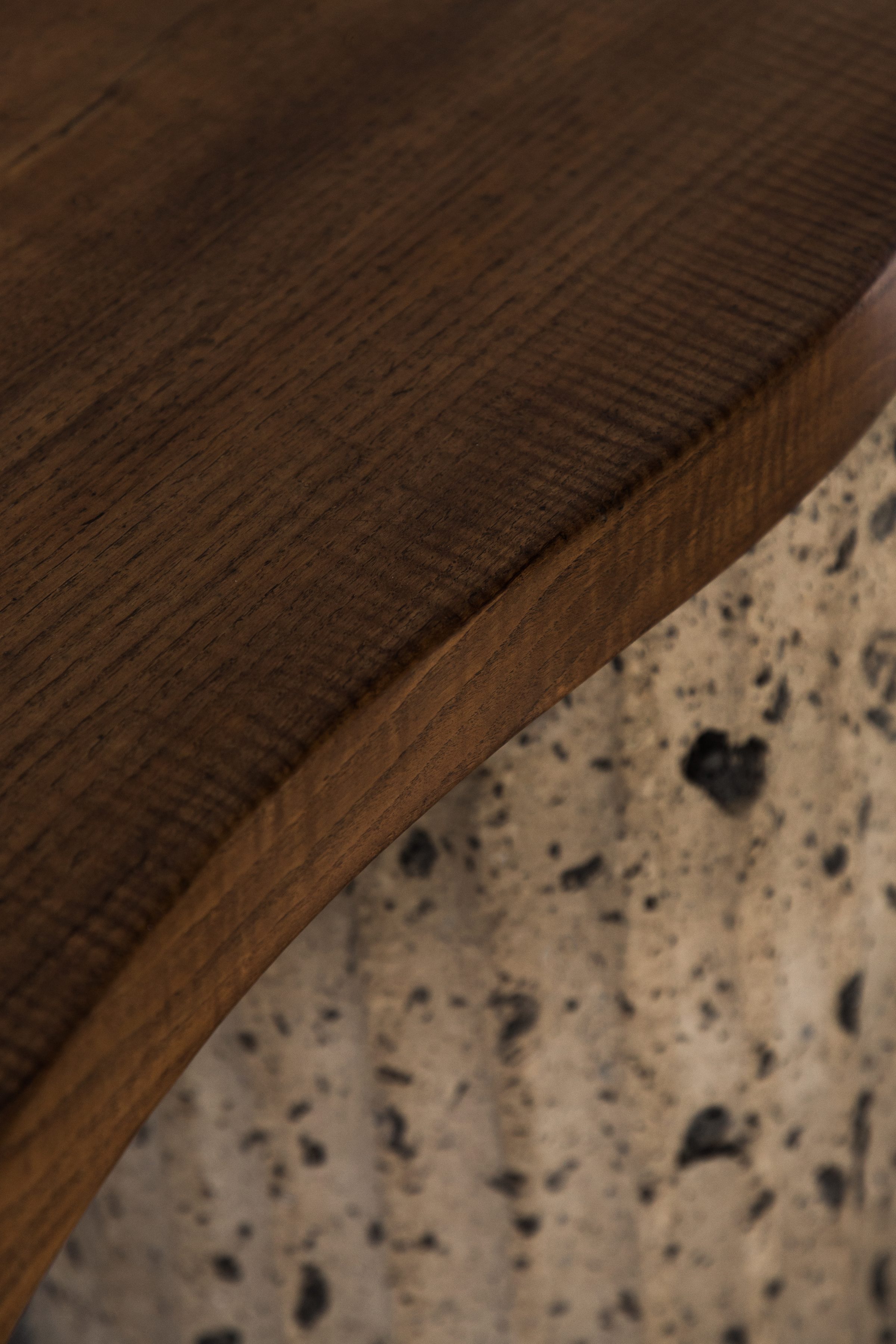 Walnut and tuff stone console