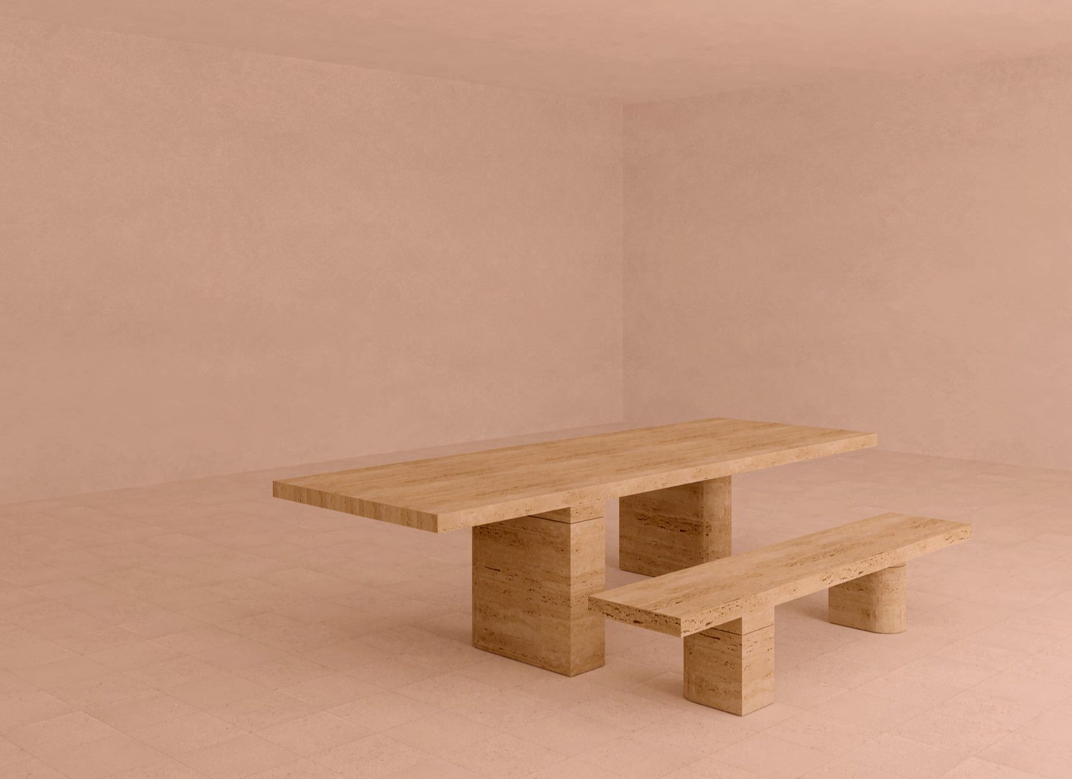Travertine bench - John Pawson