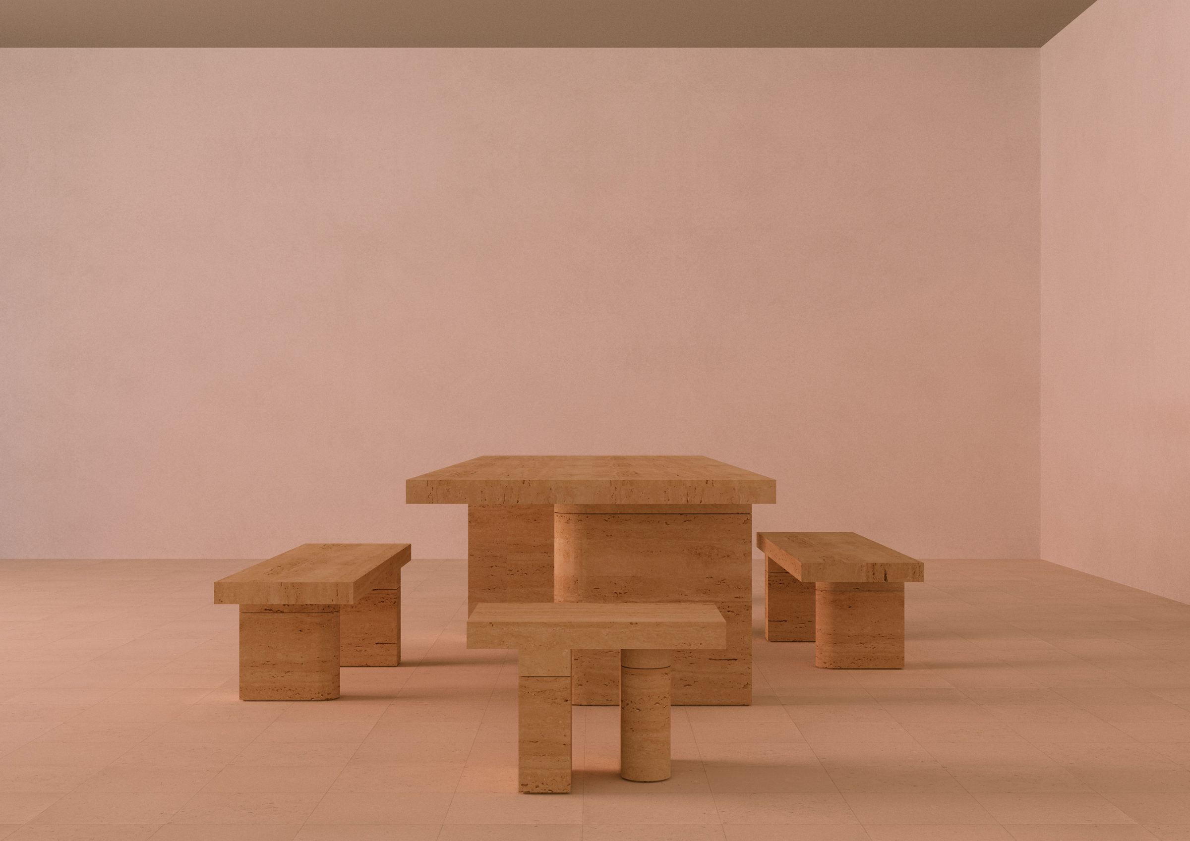 Travertine bench - John Pawson