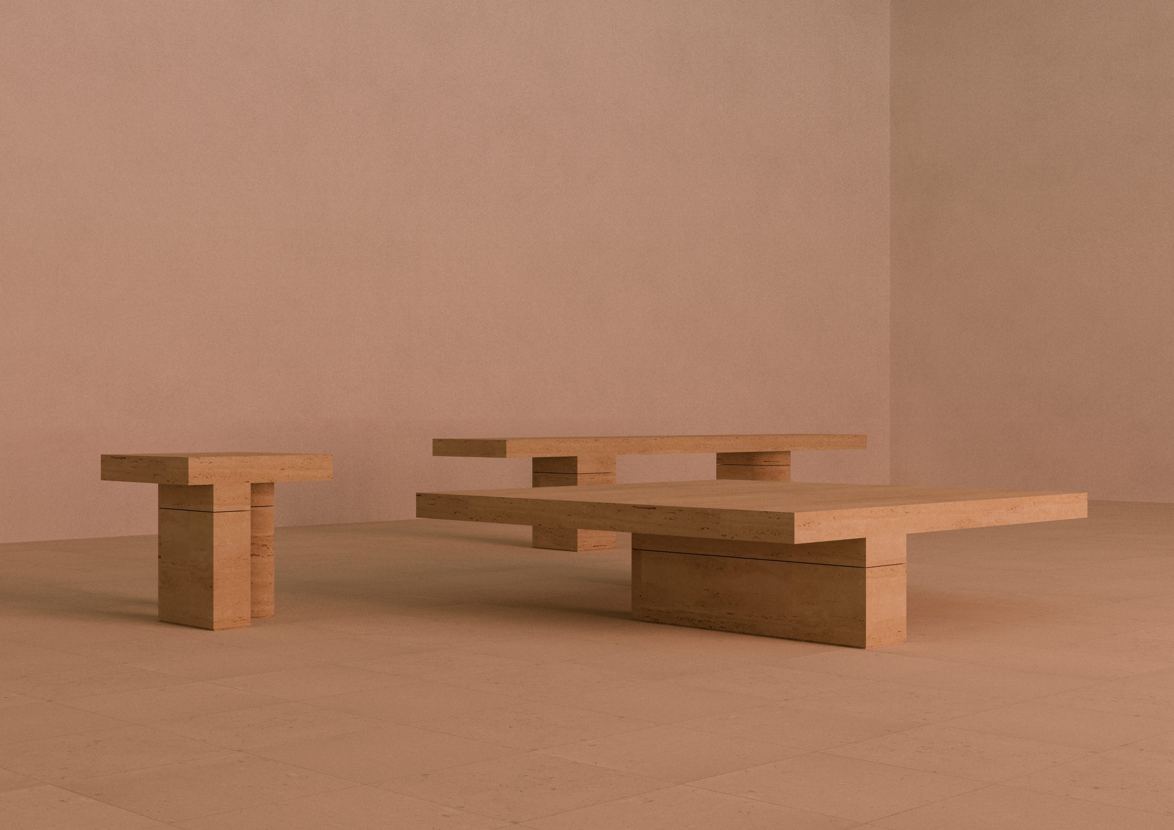 Travertine coffee table - John Pawson